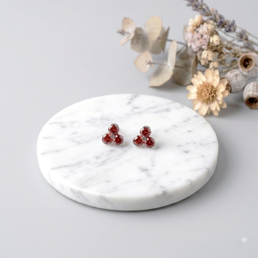 Ruby Cluster Stud Earrings
